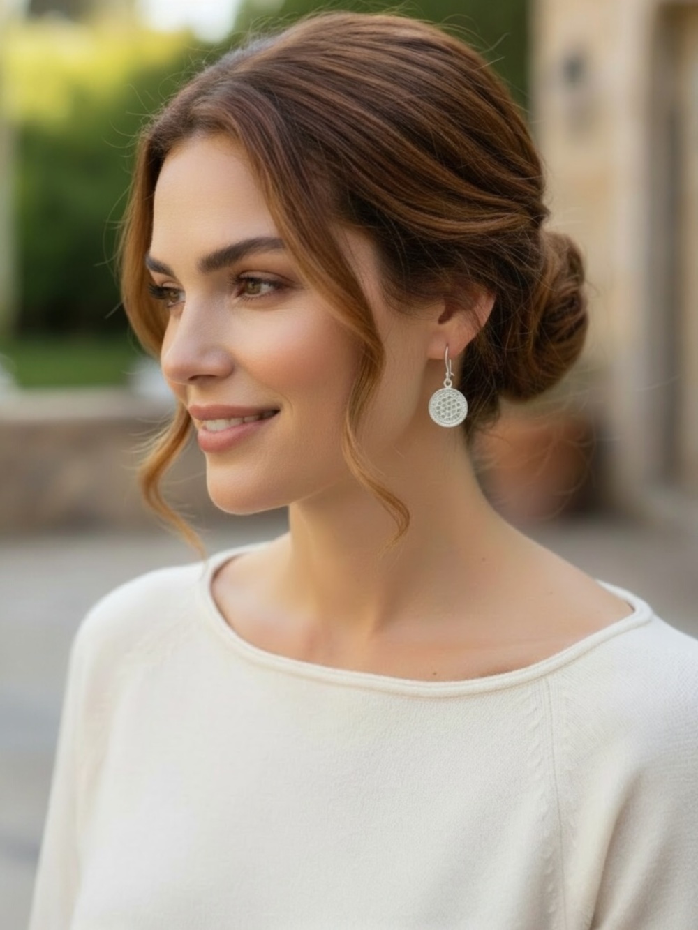 New Anna Beck Classic Circle Drop Sterling Silver 925 Earrings